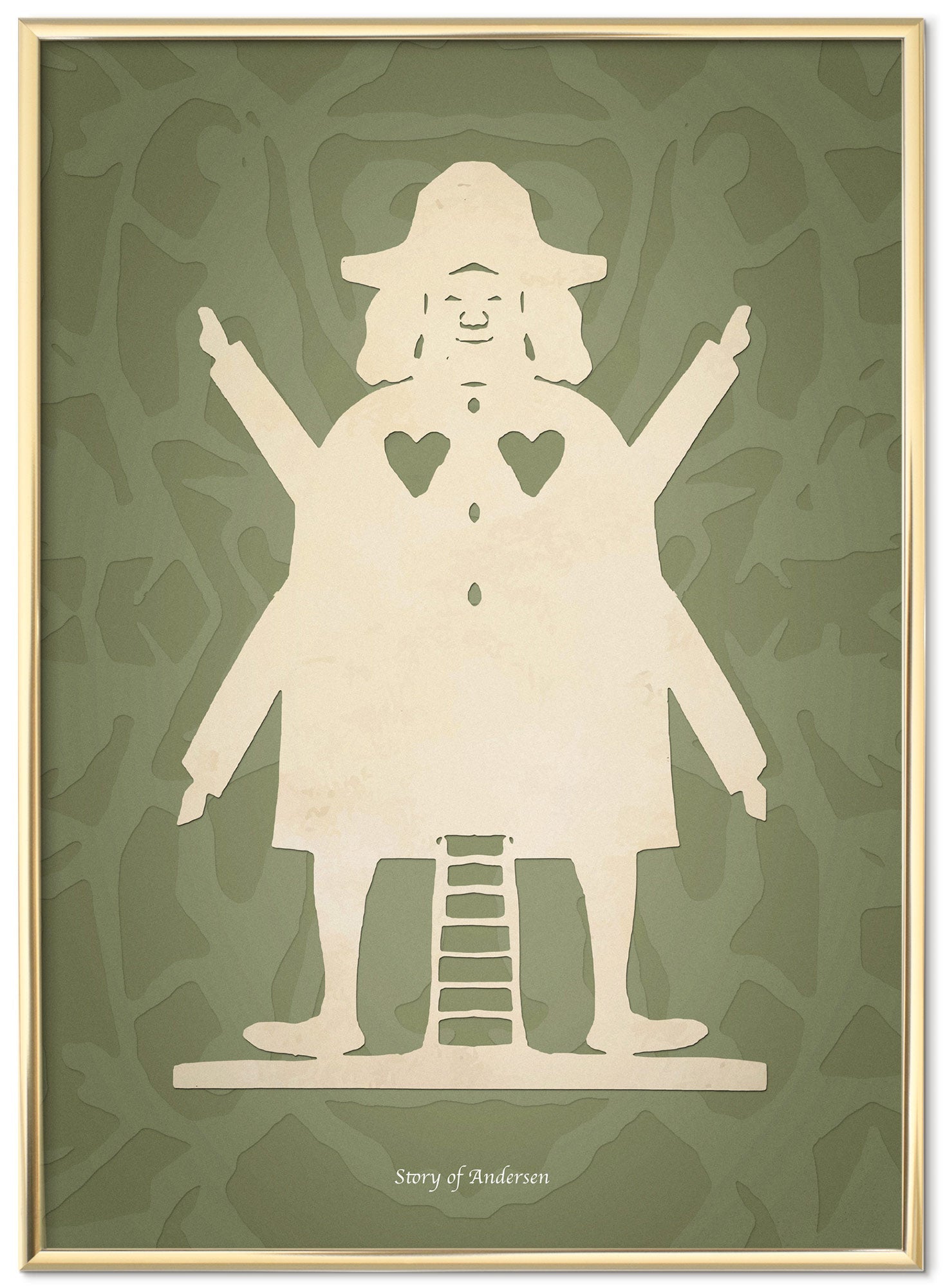 Poster – H.C. Andersens Pappersklipp – Kvarnmannen – Grön bakgrund