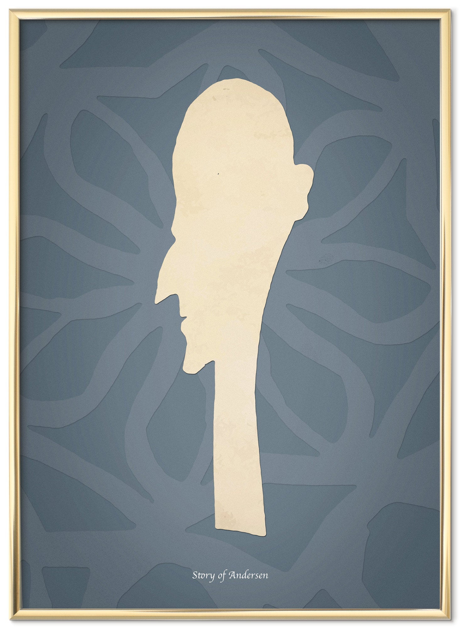 Poster – H.C. Andersens Pappersklipp – Porträtt – Blå bakgrund