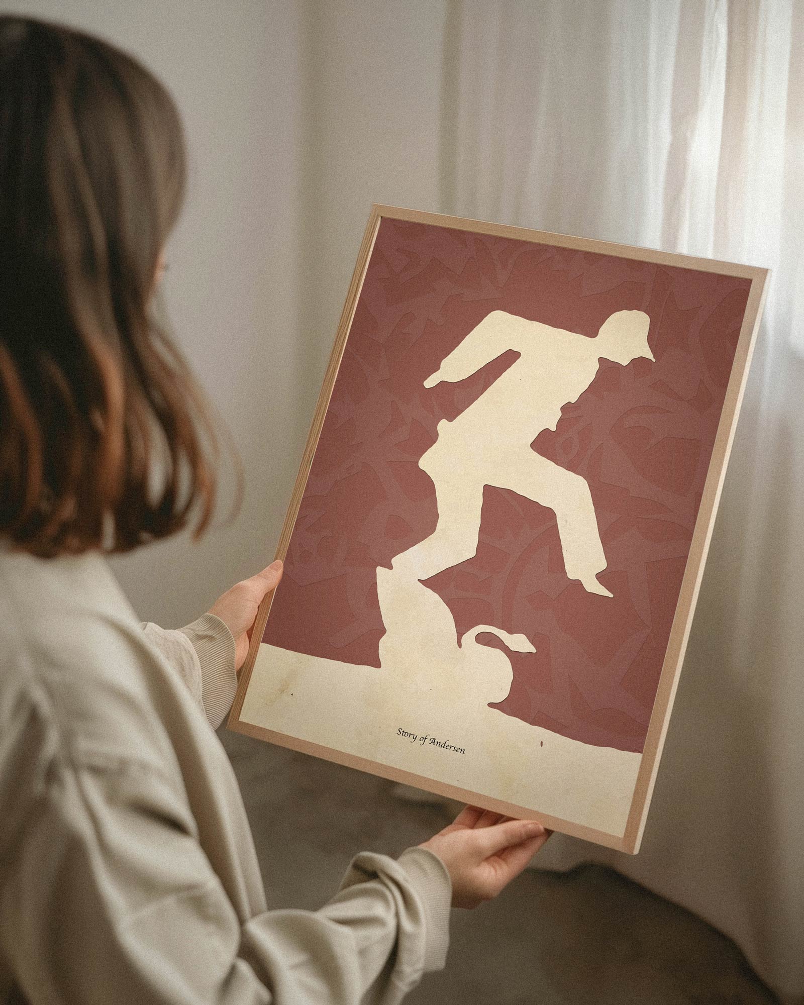 Poster – H.C. Andersens Pappersklipp – Svanbalett – Röd bakgrund