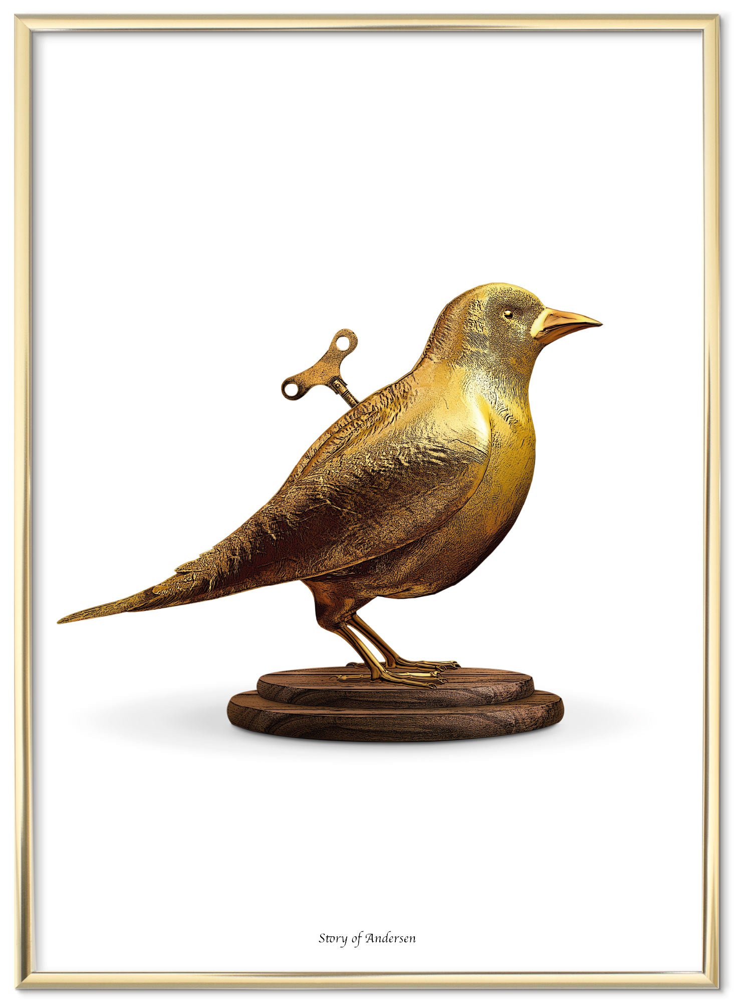 Poster – H.C. Andersens Signatur – Näktergalen – Vit bakgrund