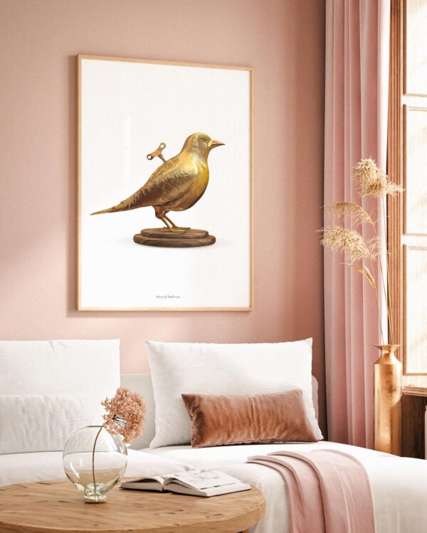 Poster – H.C. Andersens Signatur – Näktergalen – Vit bakgrund