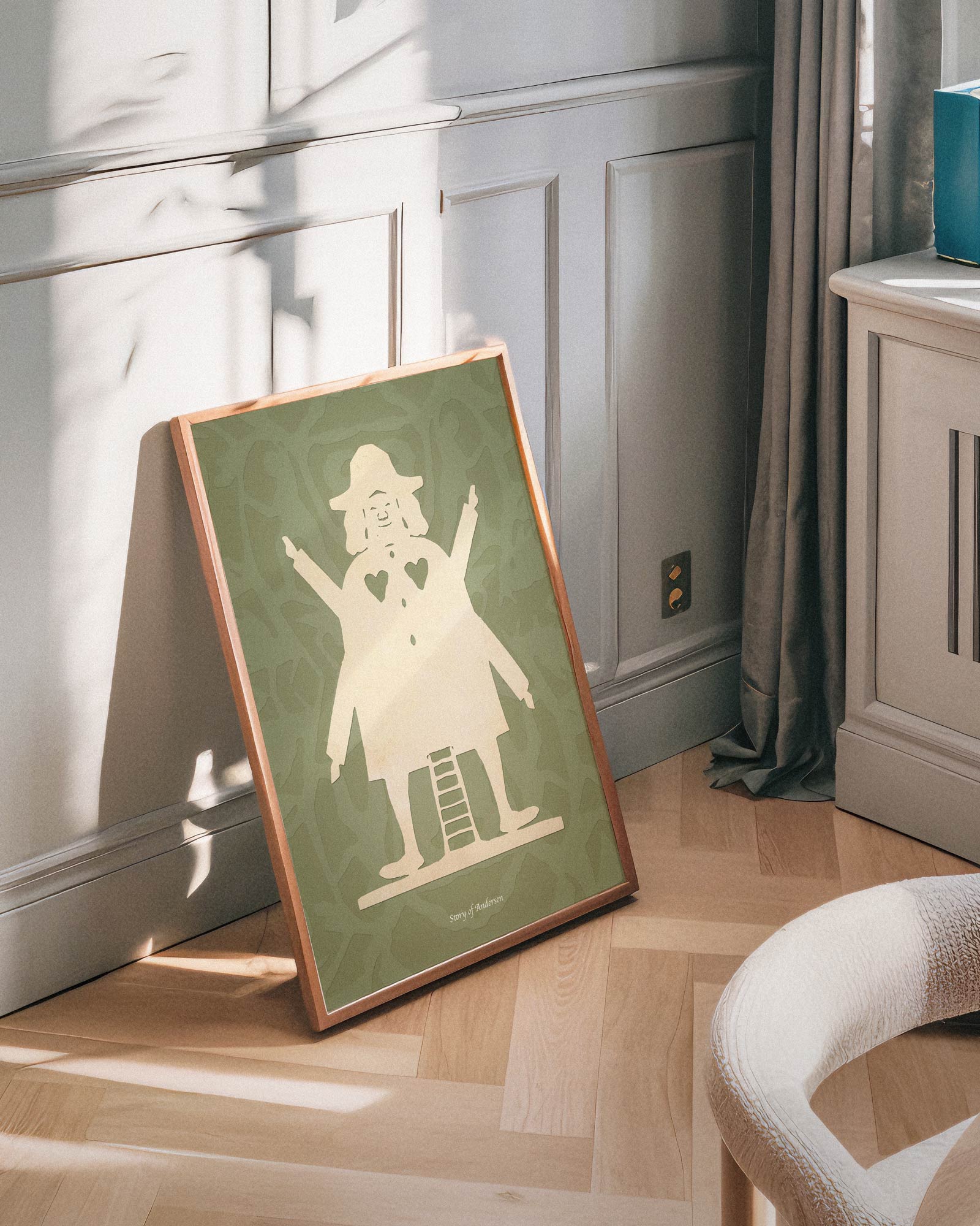 Poster – H.C. Andersens Pappersklipp – Kvarnmannen – Grön bakgrund