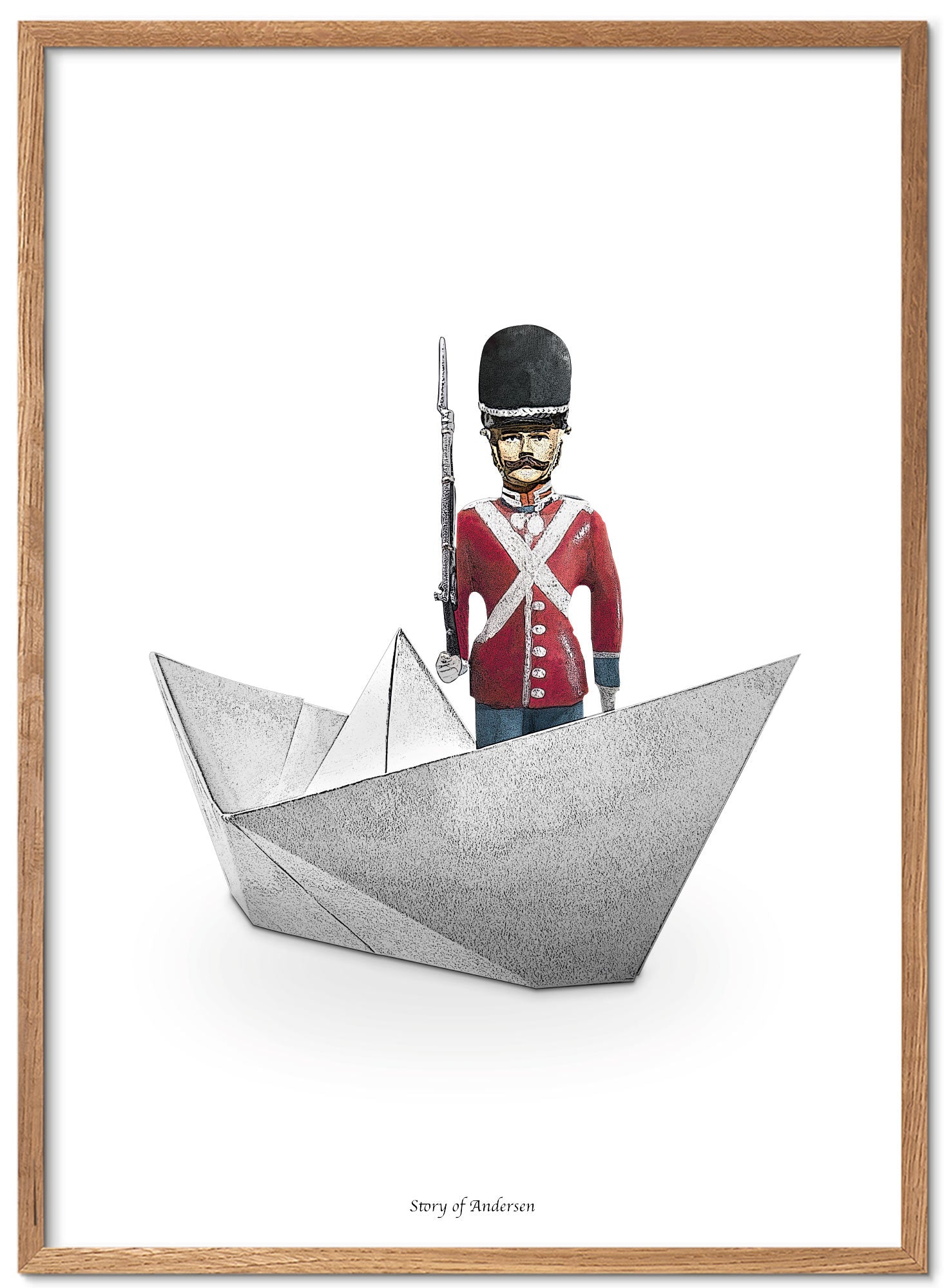 Poster – H.C. Andersens Signatur – Den ståndaktige tennsoldaten – Vit bakgrund