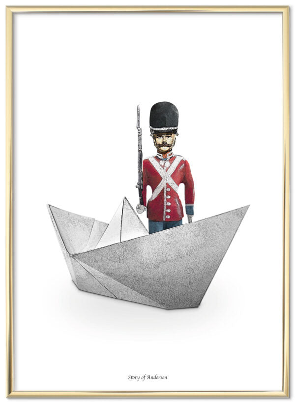 Poster – H.C. Andersens Signatur – Den ståndaktige tennsoldaten – Vit bakgrund