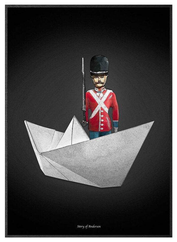 Poster – H.C. Andersens Signatur – Den ståndaktige tennsoldaten – Svart bakgrund