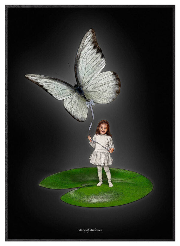 Poster – H.C. Andersens Signatur – Tummelisa – Svart bakgrund