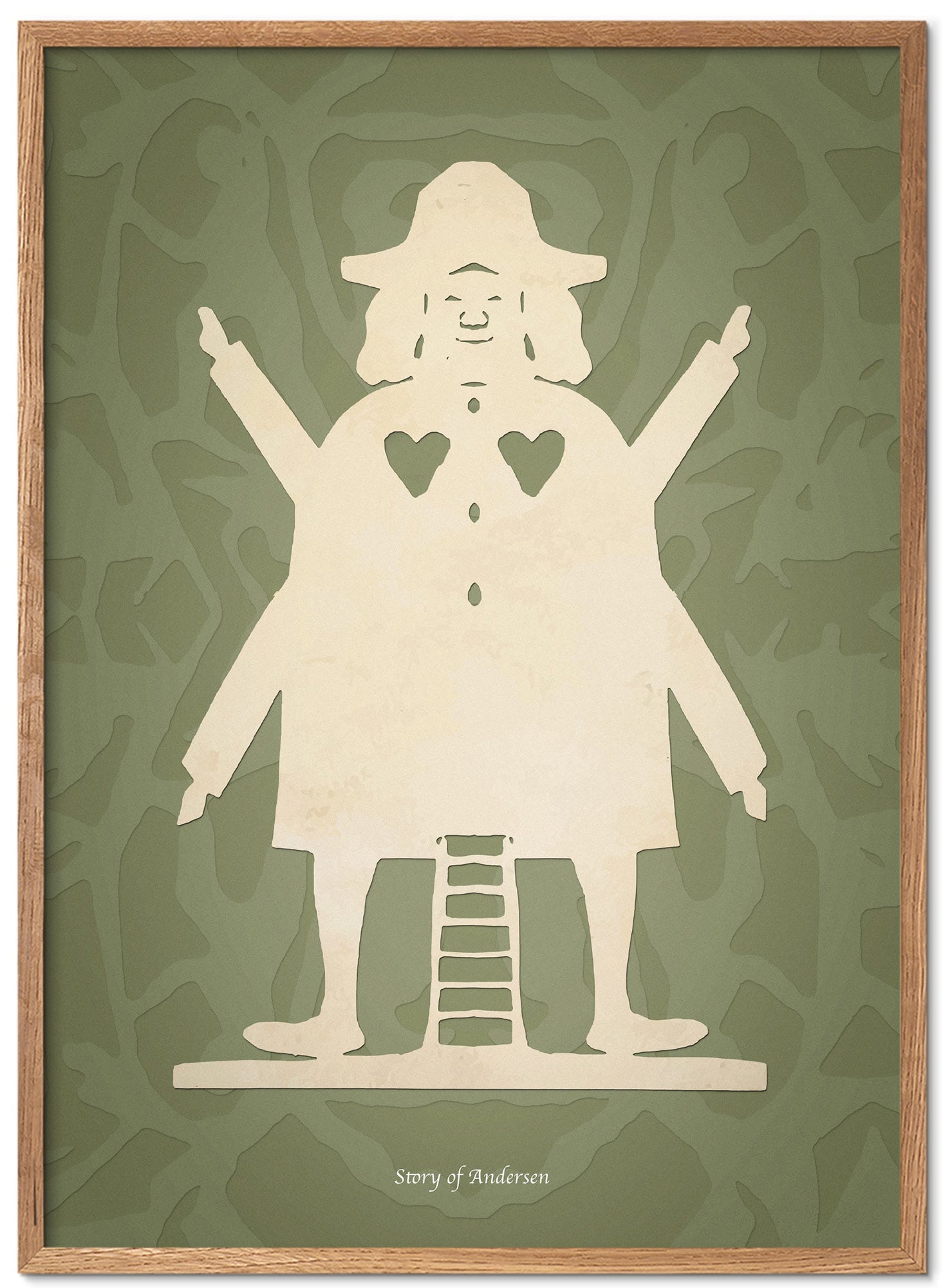 Poster – H.C. Andersens Pappersklipp – Kvarnmannen – Grön bakgrund