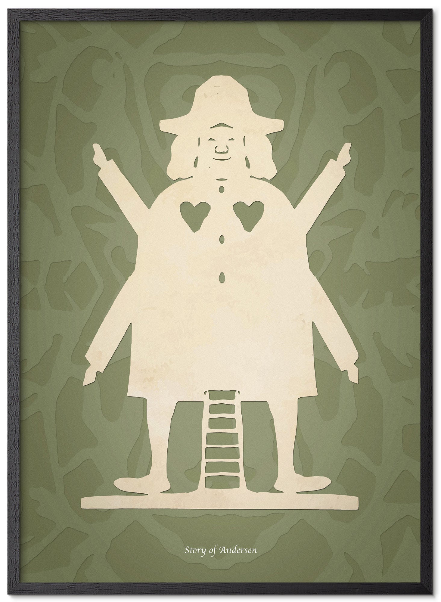 Poster – H.C. Andersens Pappersklipp – Kvarnmannen – Grön bakgrund