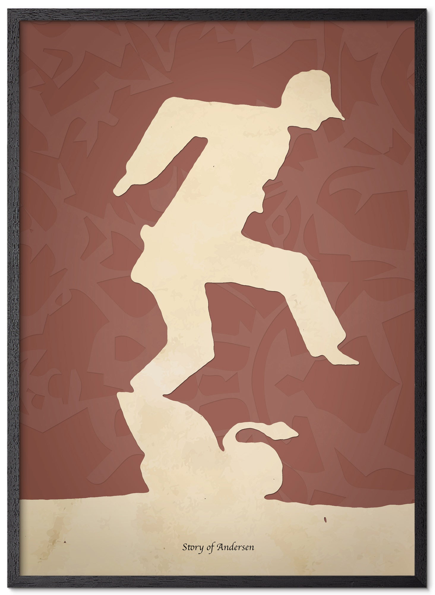 Poster – H.C. Andersens Pappersklipp – Svanbalett – Röd bakgrund